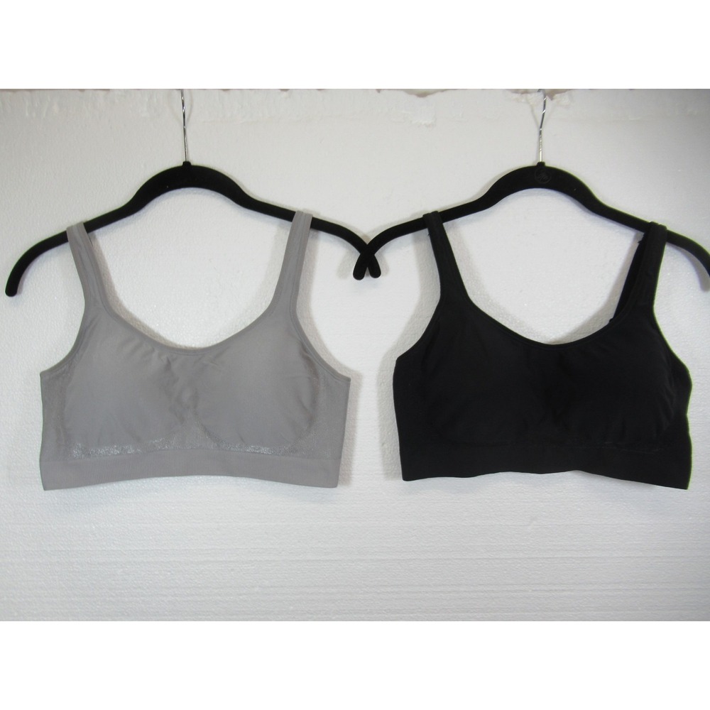 2 Underoutfit Comfort Shaping Bras Lot Large Gray Black Wireless 459